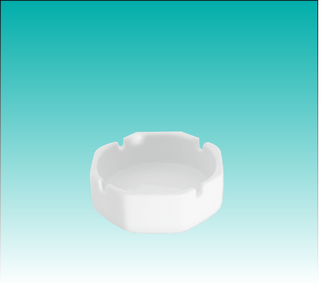 Aschenbecher 8-eckig Porzellan, weiß